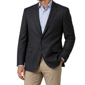 Joseph & Feiss Dark‎ Gray Pinstripe Wool Blazer Men's 42R